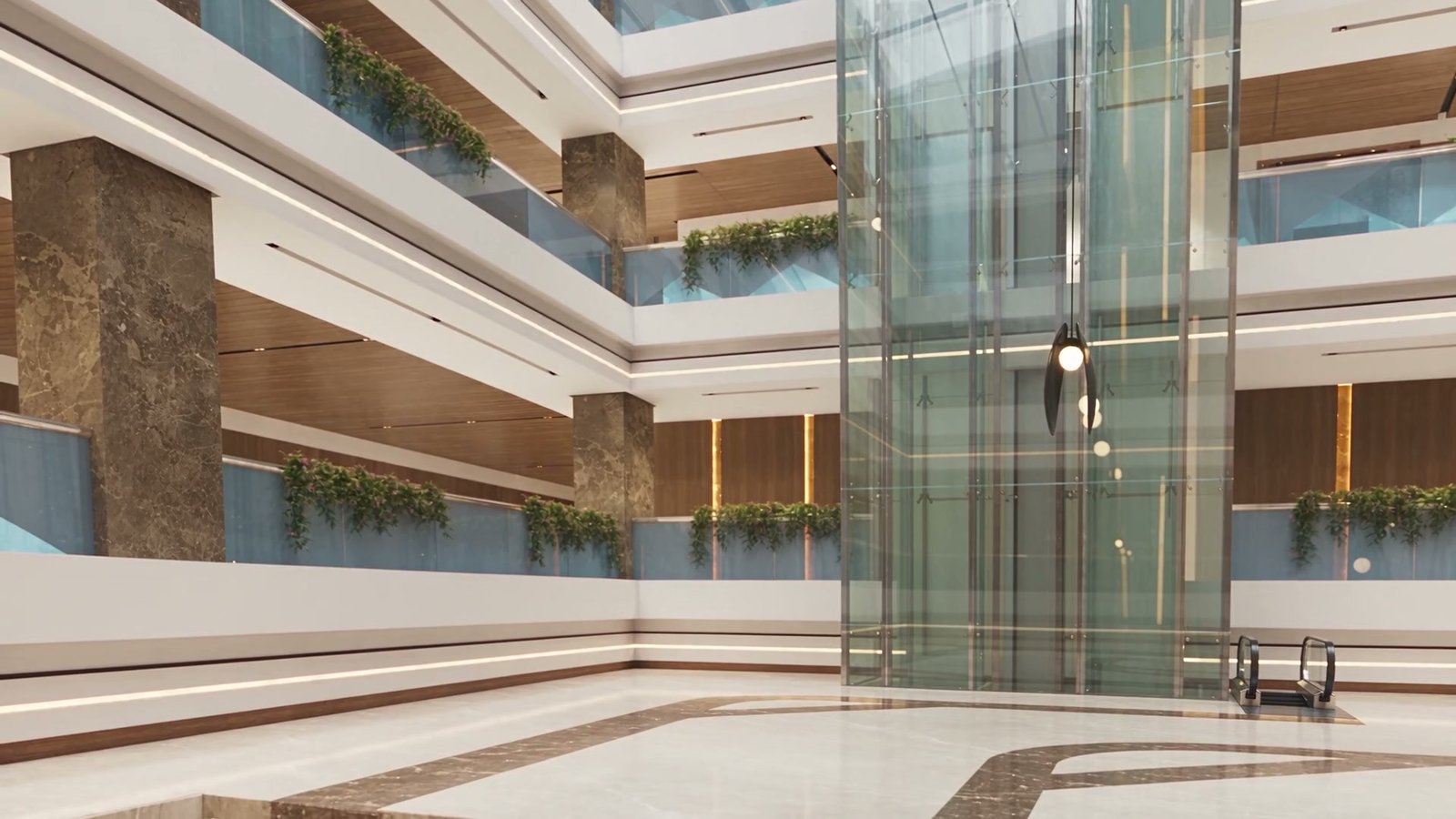 The lift lobby of CBC Tower at rest